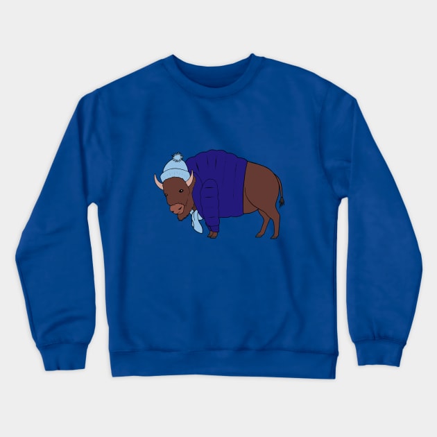 Buffalo Winter - blue Crewneck Sweatshirt by WatershipBound
